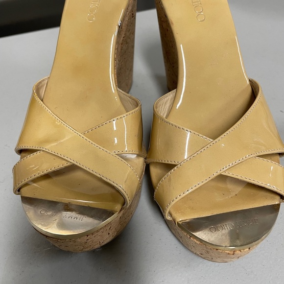 Jimmy Choo Shoes - SOLD Jimmy Choo Slides beige patent leather.